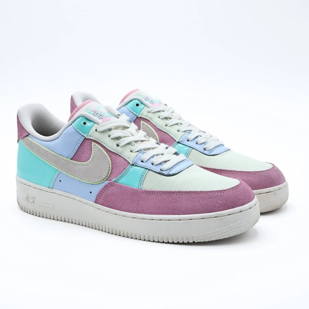 NIKE Men's US 11 Easter Spring Patchwork Air Force 1 07 QS Low Sneakers